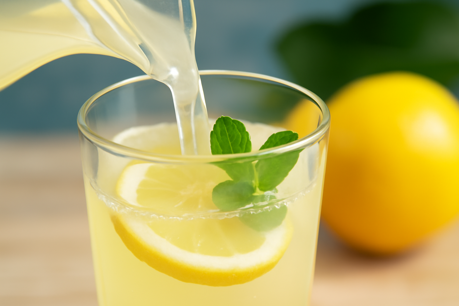 Pouring lemon drink